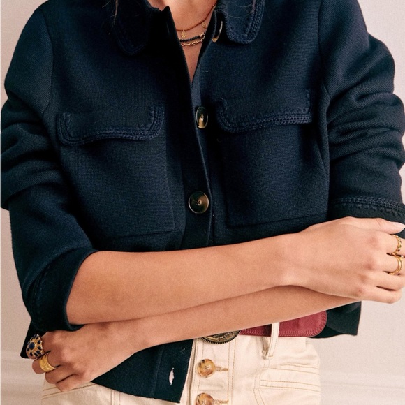 Sezane Betty Cardigan Navy Crochet - Size XS - Picture 2 of 14